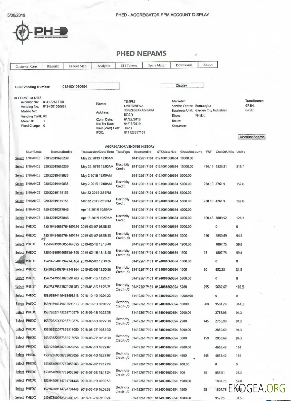 INDIA PHED utility bill Word and PDF template